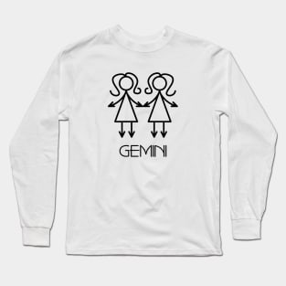 Gemini Doodle Line Art Long Sleeve T-Shirt